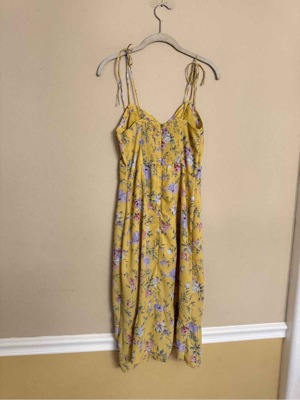Abercrombie & Fitch Y2K Sun Dress Yellow Floral Prairie Cottage Size S Chiffon - Picture 2 of 15